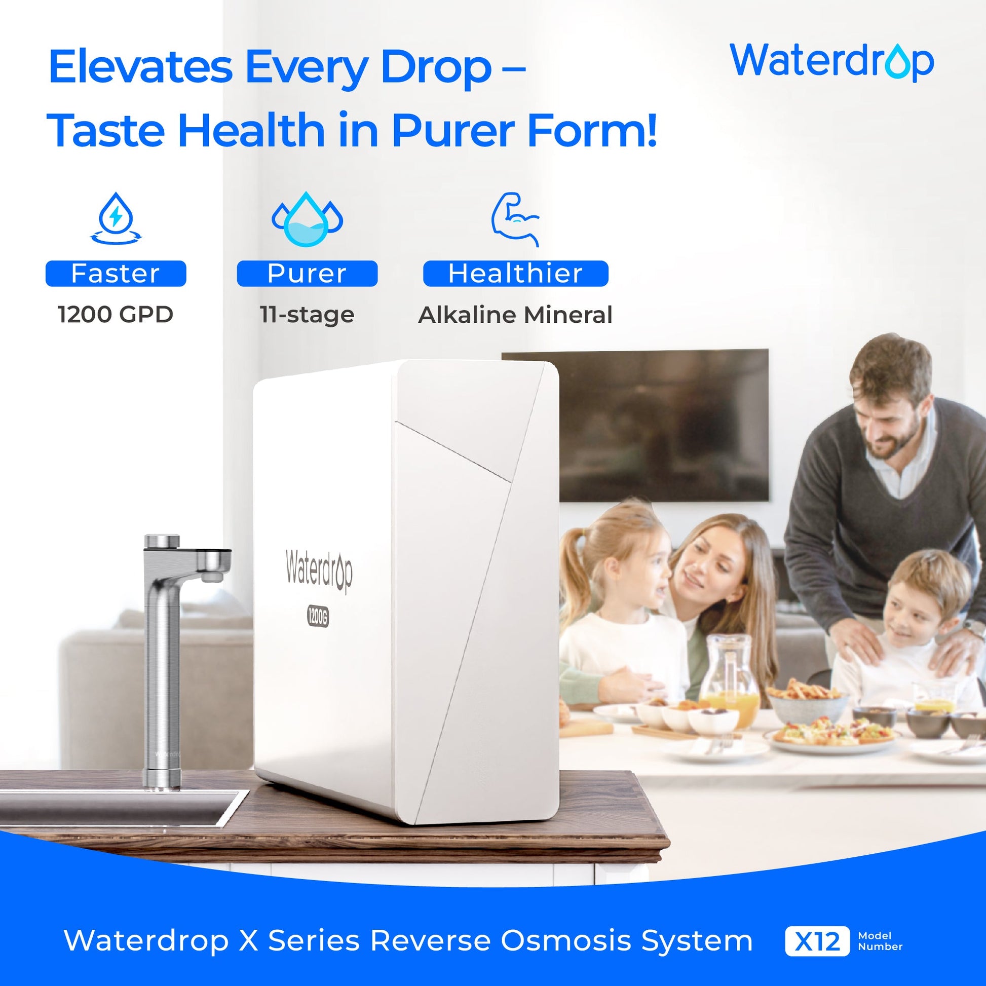 Système d'osmose inverse Waterdrop X12 avec filtre de remplacement