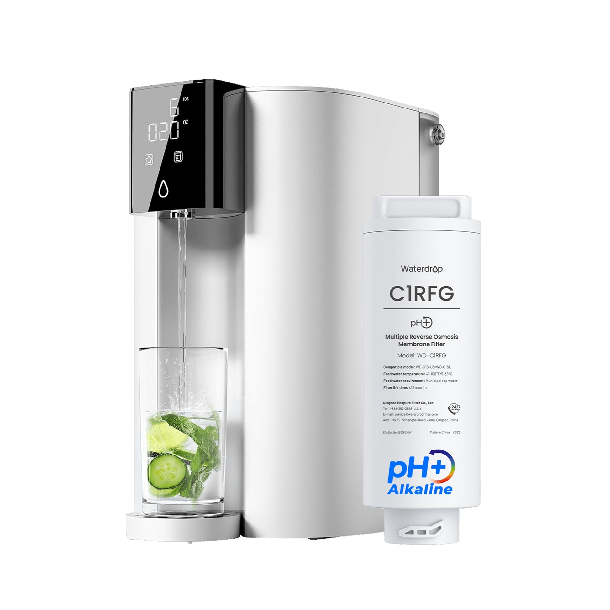 Système d'osmose inverse de comptoir Waterdrop C1S