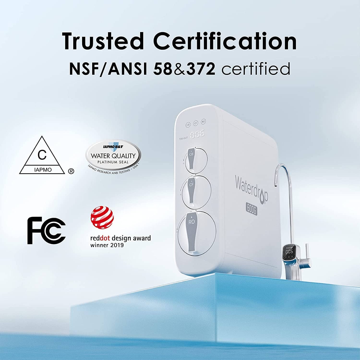 Waterdrop G3P600 Tankless Reverse Osmosis System - with Replacement Filter Set