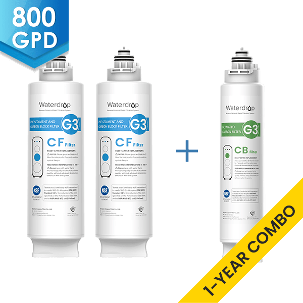 Filtres de remplacement pour système d'osmose inverse Waterdrop G3P800 - 800 GPD