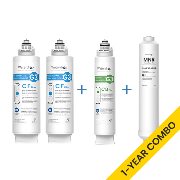Filtres de remplacement pour système d'osmose inverse Waterdrop G3P800 - 800 GPD