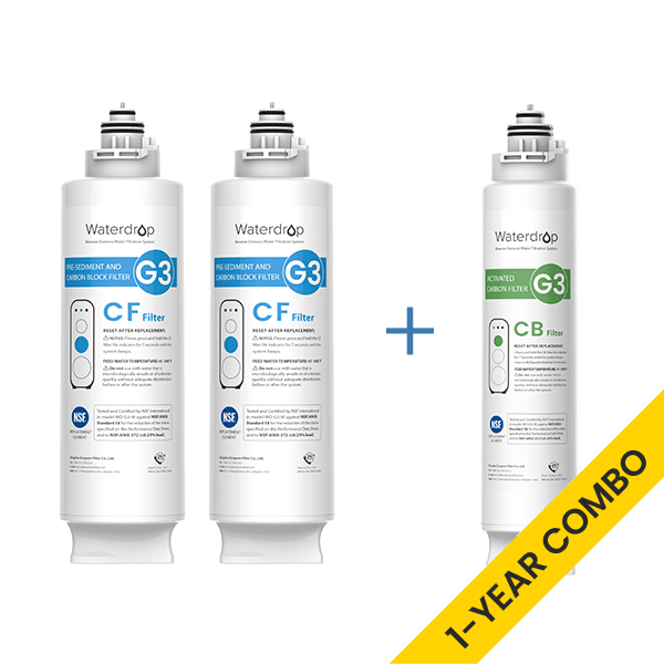 Filtres de remplacement pour système d'osmose inverse Waterdrop G3P800 - 800 GPD