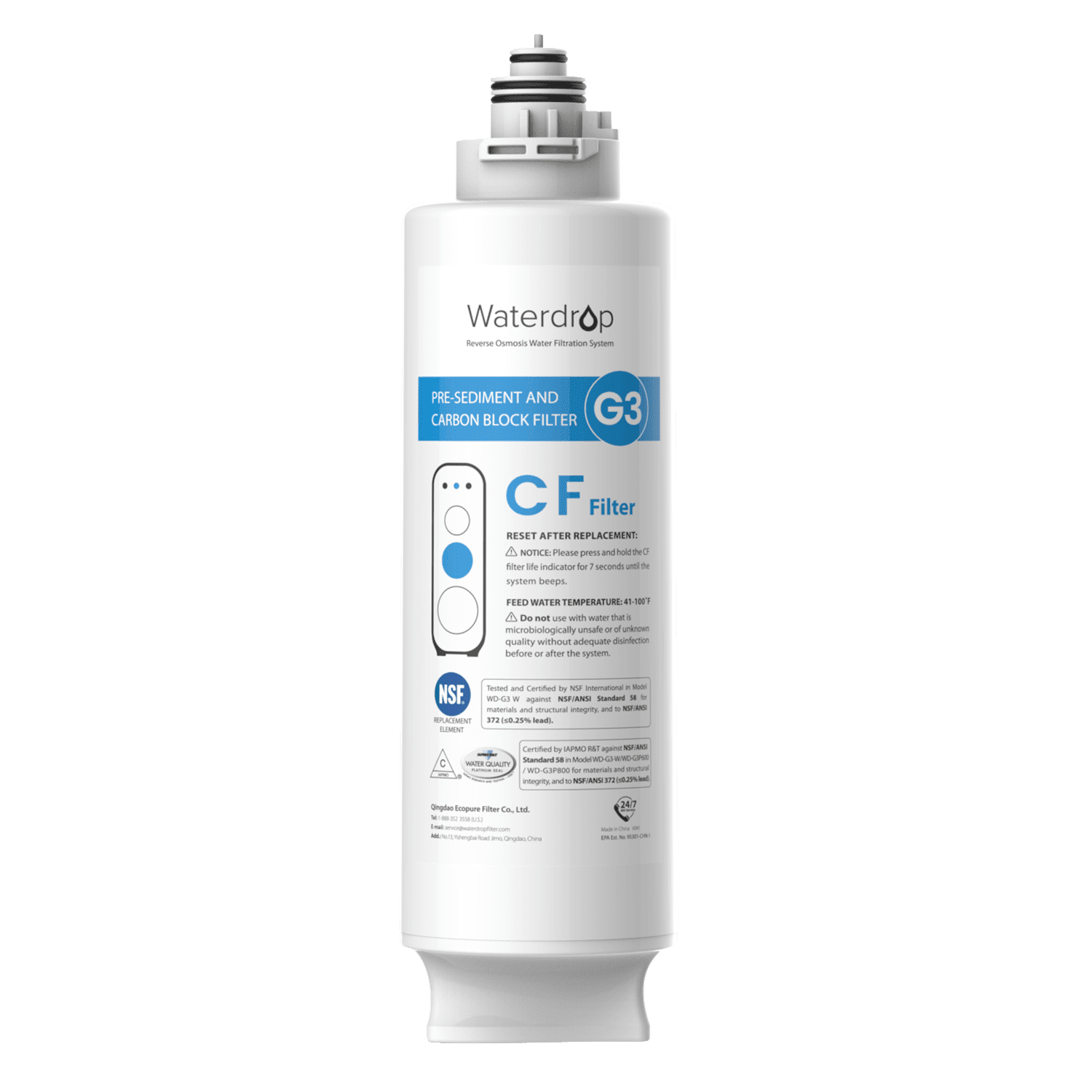 Filtres de remplacement pour système d'osmose inverse Waterdrop G3P800 - 800 GPD