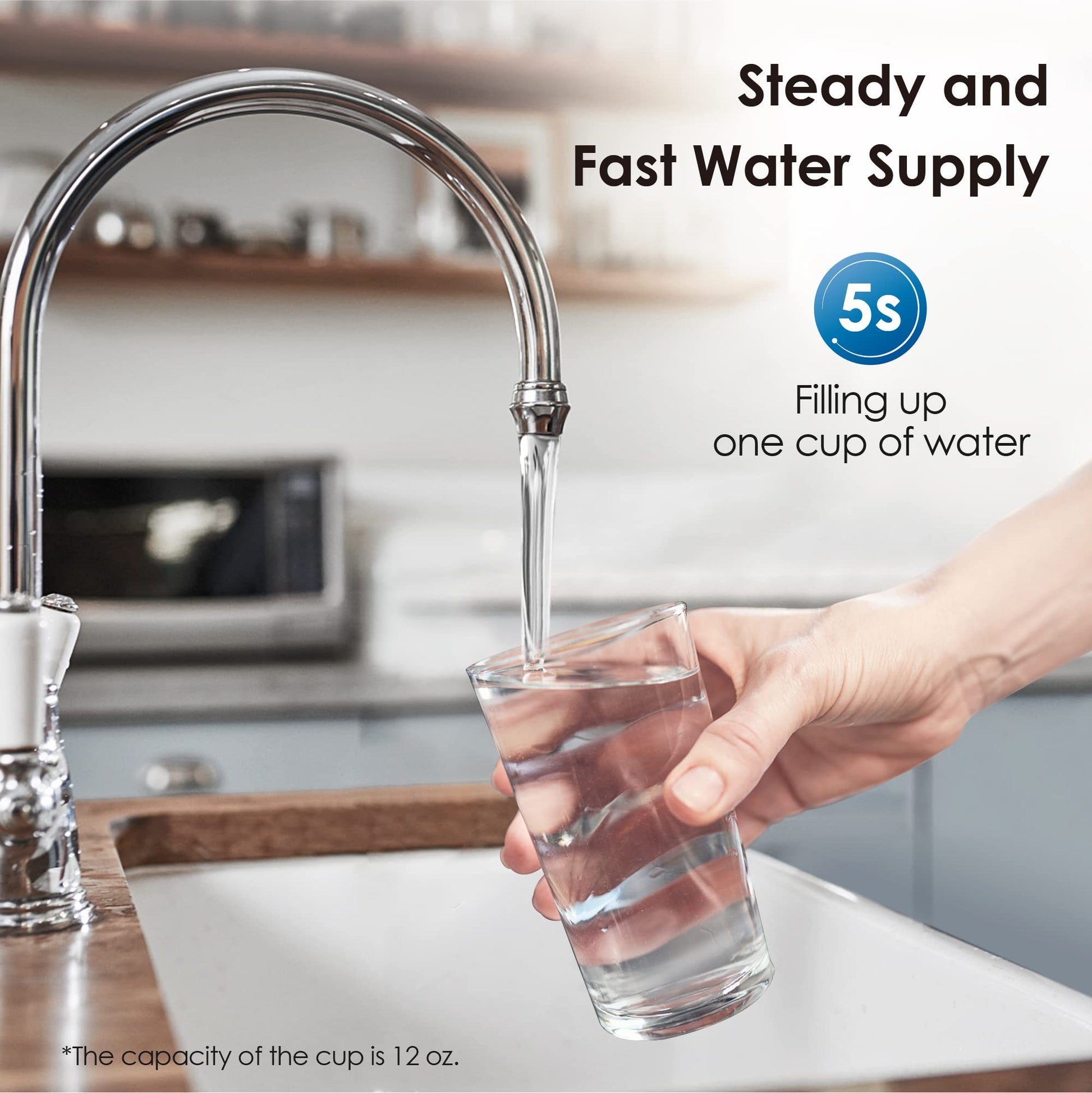 Undersink Ultrafiltration Water Filter System With Dedicated Faucet