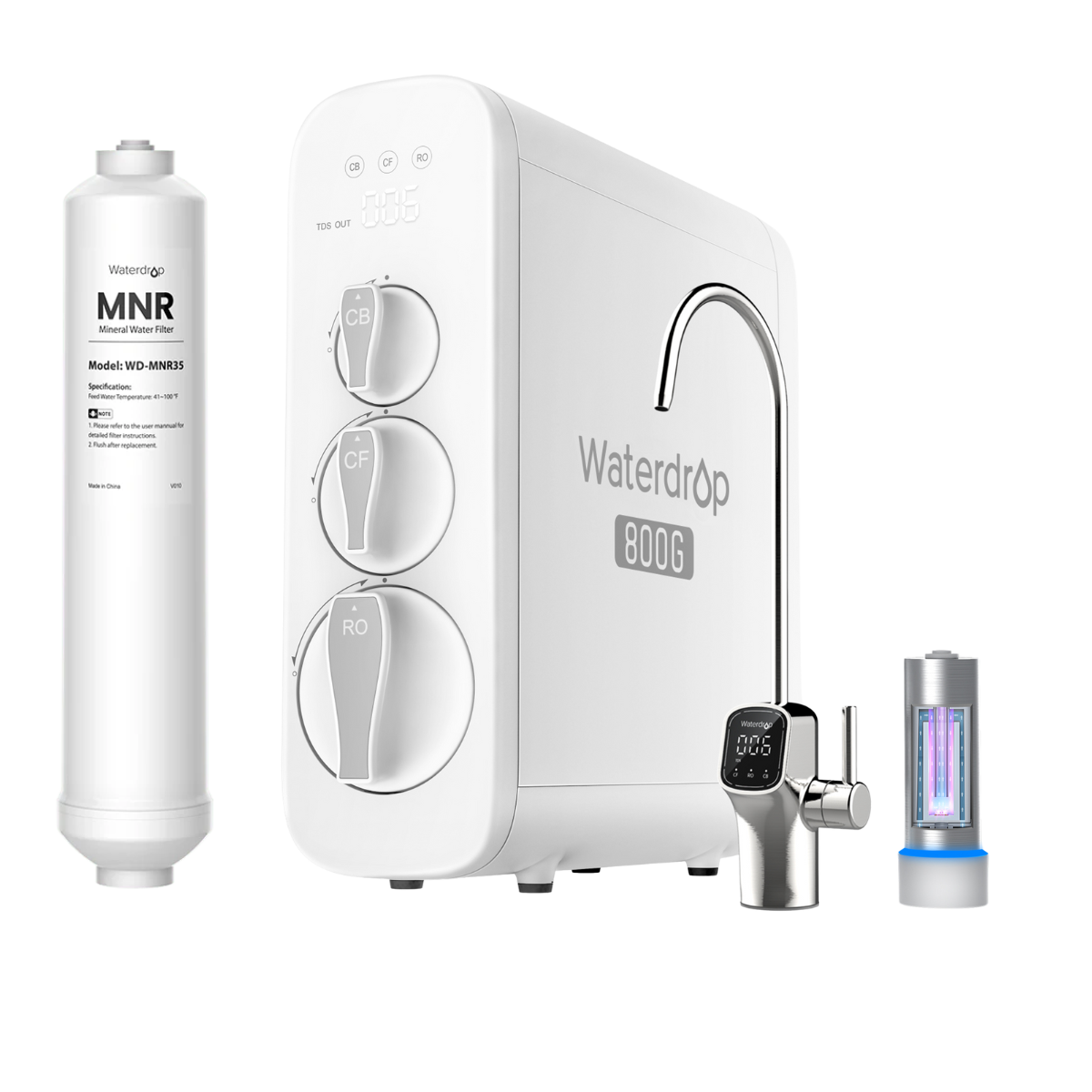 800GPD Remineralization RO System with UV Sterilizing Light - Waterdrop G3P800