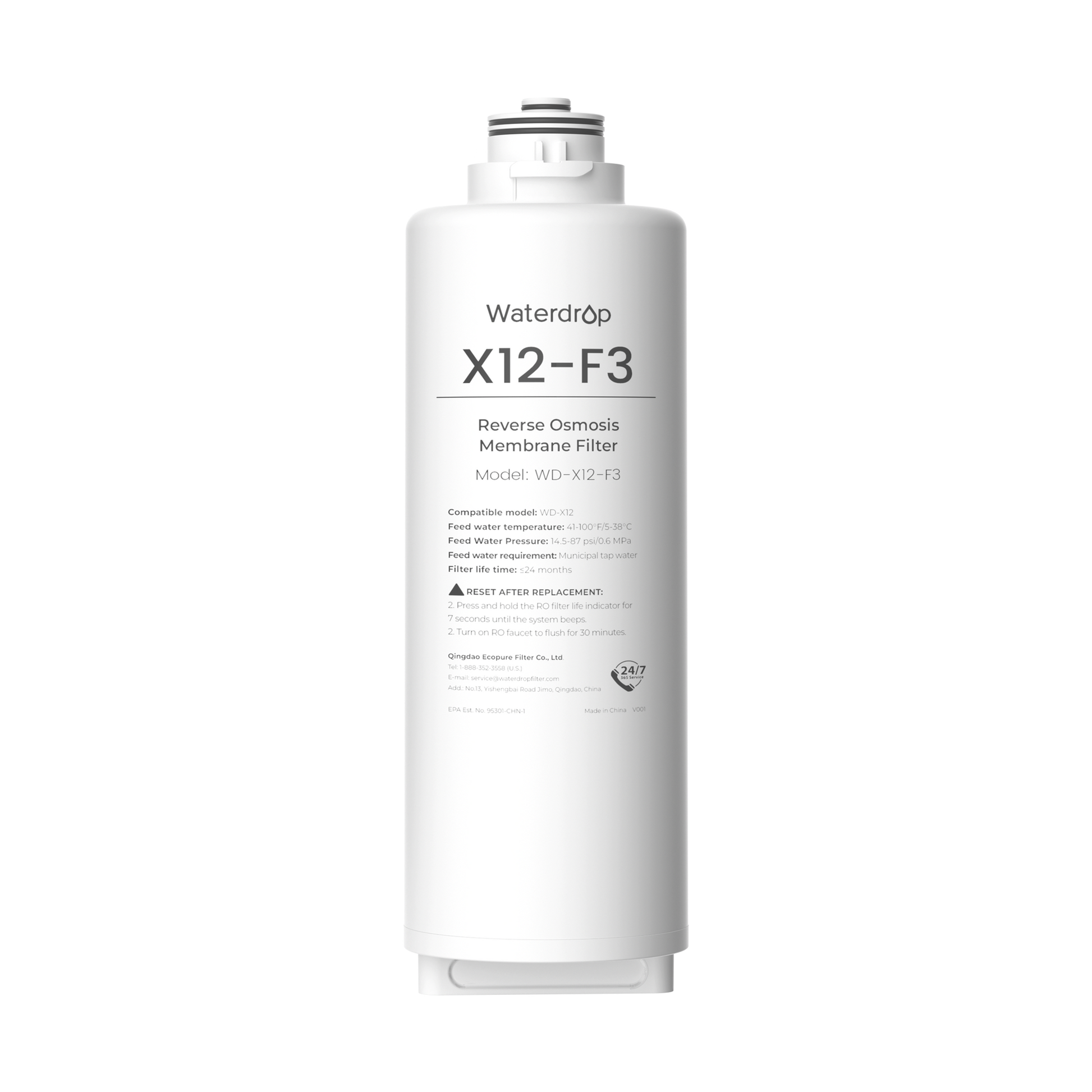 Filtre X12-F3 pour système d'osmose inverse Waterdrop X12 | 1 200 GPD