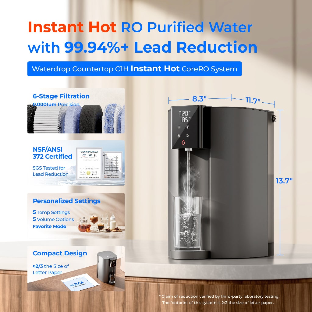 Waterdrop C1H Instant Hot Water RO System with Replacement Filter