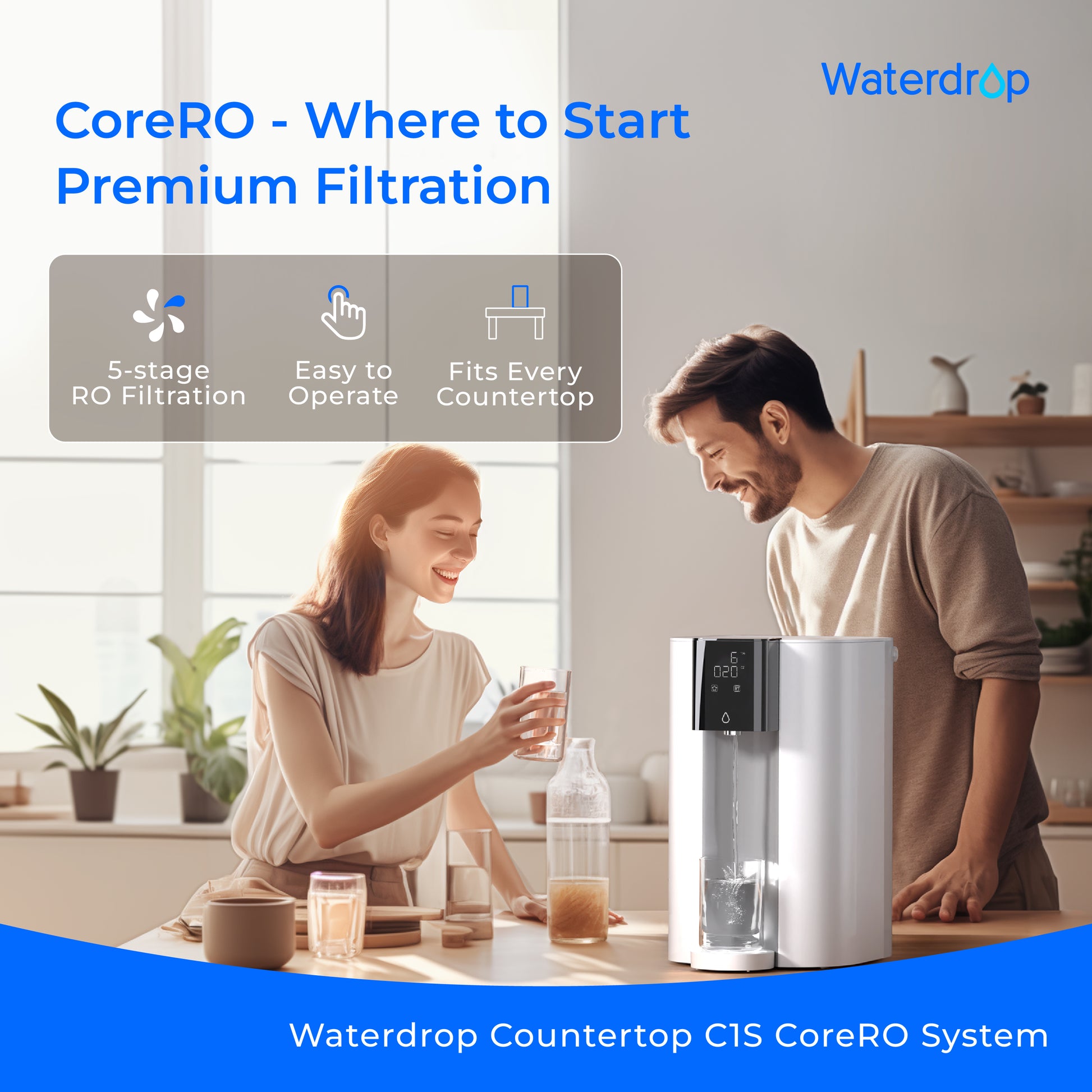 Waterdrop C1S Countertop CoreRO System with 1-Year Replacement Filter