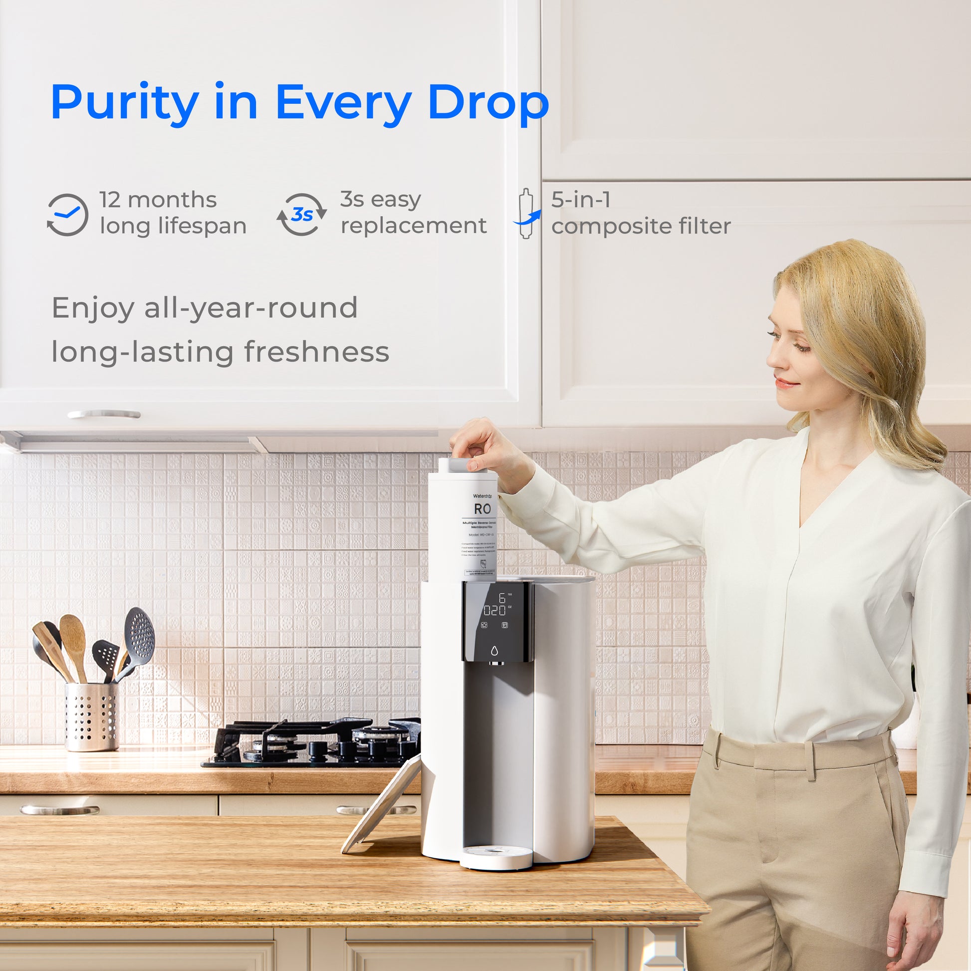Waterdrop C1S Countertop CoreRO System with 1-Year Replacement Filter