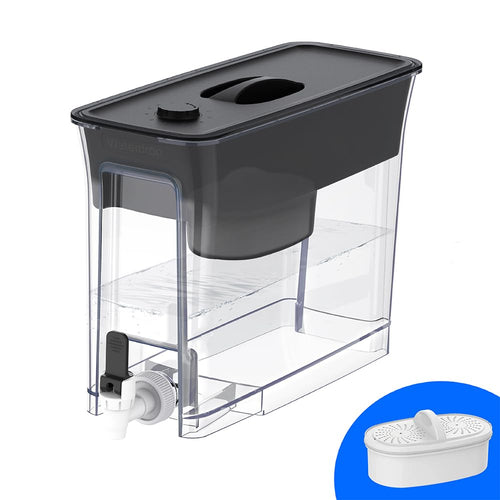 Waterdrop WFD-40L-L Slim Water Filter Dispenser, 35-Cup Large Capacity with 1 Filter, 200-Gallon Long-Life, Faster Filtration, Reduce Chlorine, PFOA/PFOS and More, BPA Free, Black