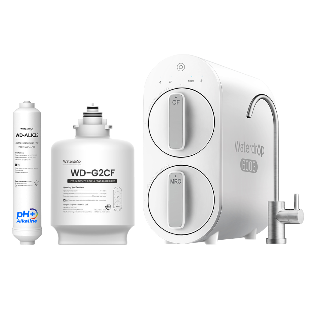 Filtre à eau RO sous évier Waterdrop G2P600 pour la maison, ensemble complet 