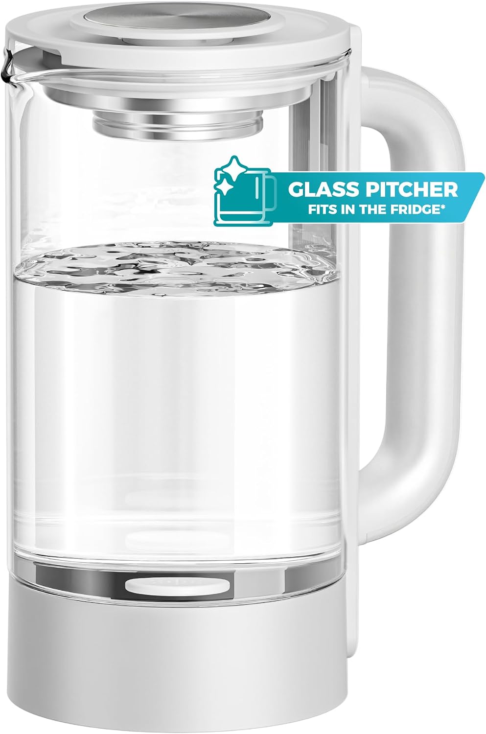 Maxblue GPWD-W Glass Water Pitcher Compatible with Waterdrop M6SL Countertop Reverse Osmosis System, White