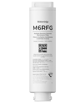 Waterdrop M6RFG RO Water Filter, Replacement for Waterdrop M6CG Countertop Reverse Osmosis System, 12-Month Lifetime