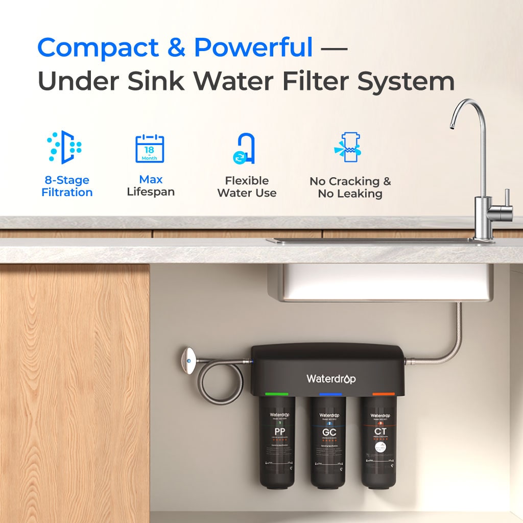 3-stage Under Counter Water Filter System with Dedicated Faucet Waterdrop TSB