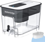 Waterdrop WFD-22L Large Water Filter Dispenser, 40-Cup Water Filter Pitcher, 200-Gallon Long-Life, Reduce Chlorine, PFOA/PFOS and More, BPA Free, Black