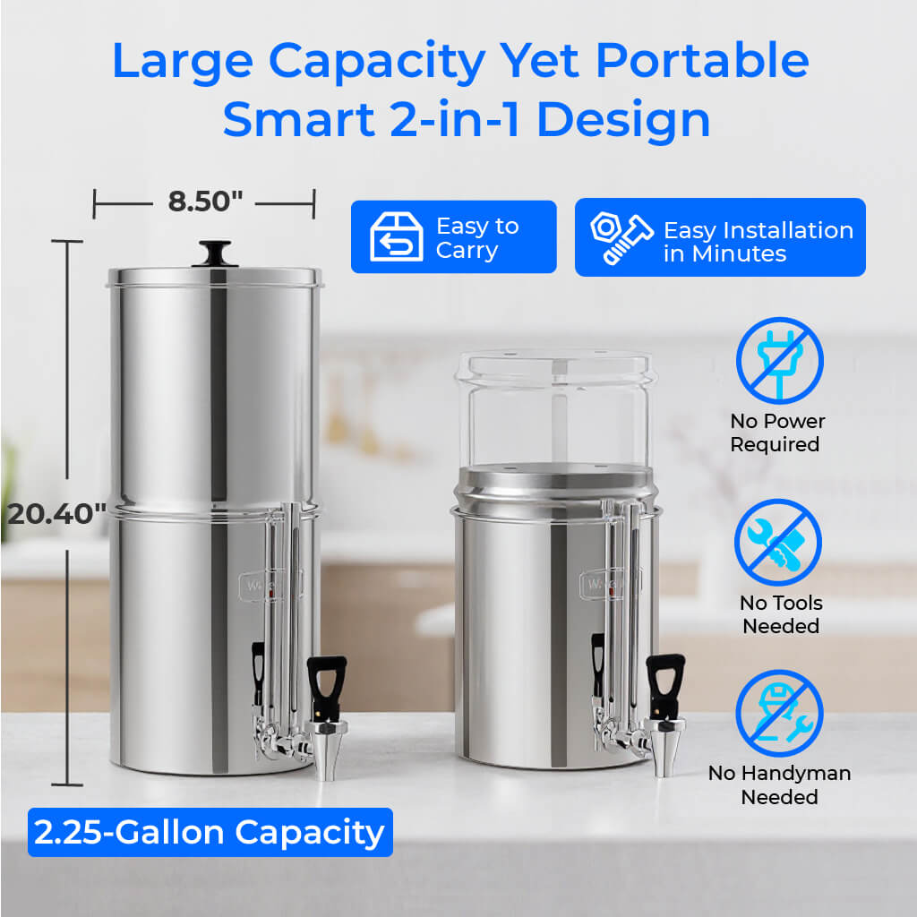 Waterdrop 2.25-gallon King Tank Gravity Water Filter System, Without Stand