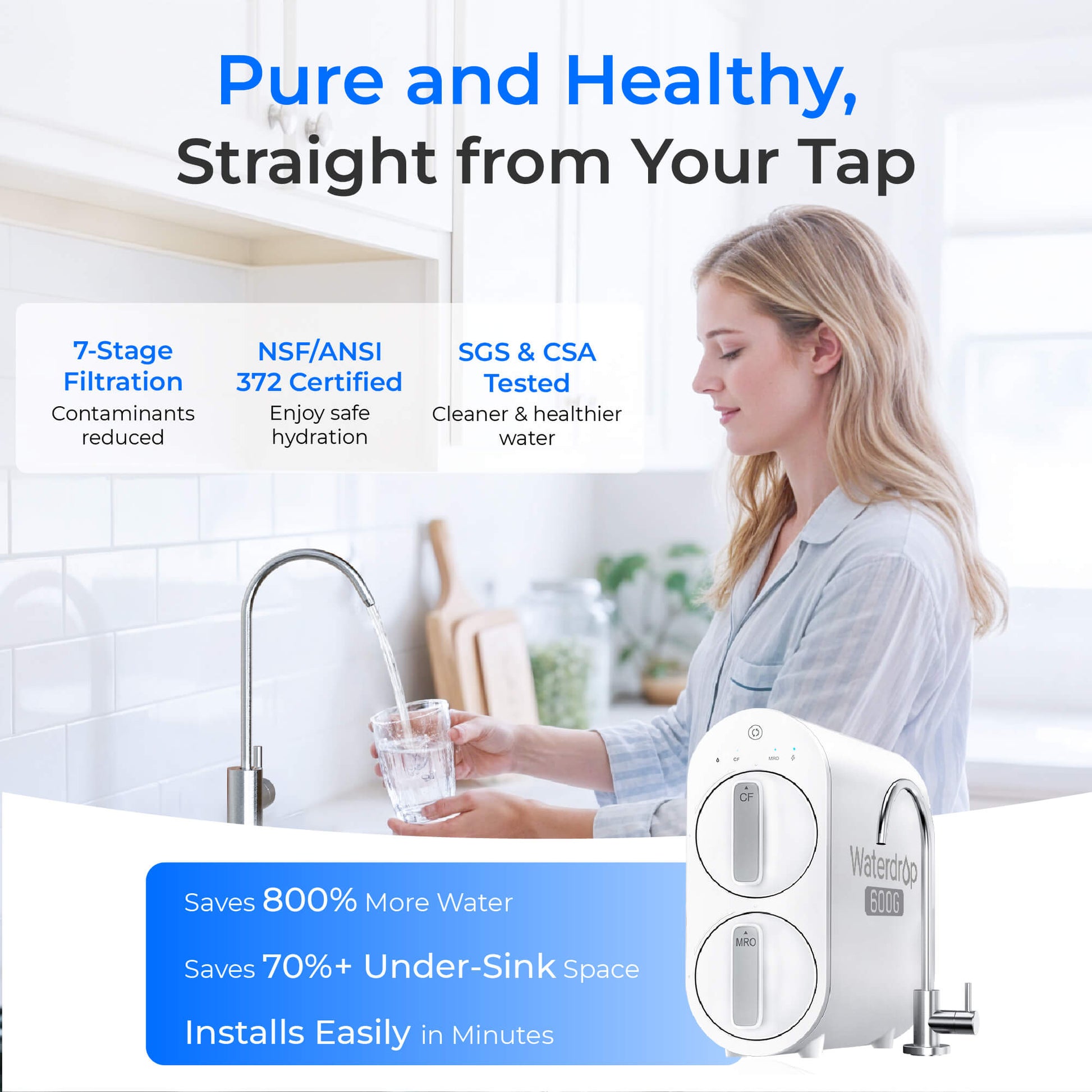 Waterdrop G2P600 Reverse Osmosis Water Filtration System for Home