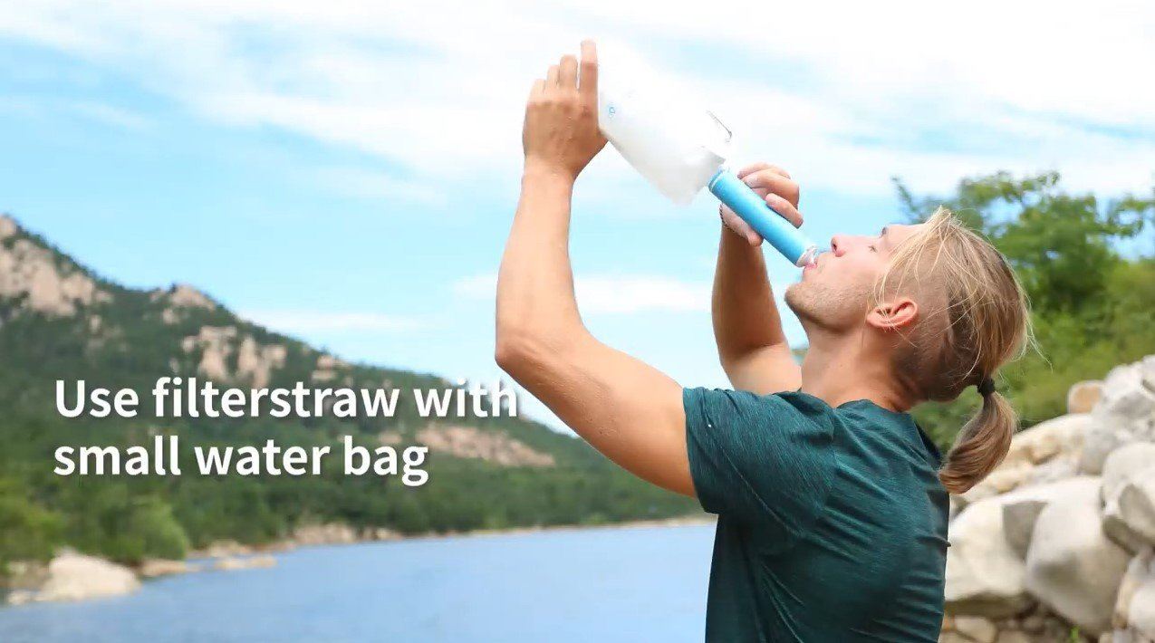 Waterdrop Portable Water Filter Straw with Collapsible Water Pouch and Gravity Water Bag