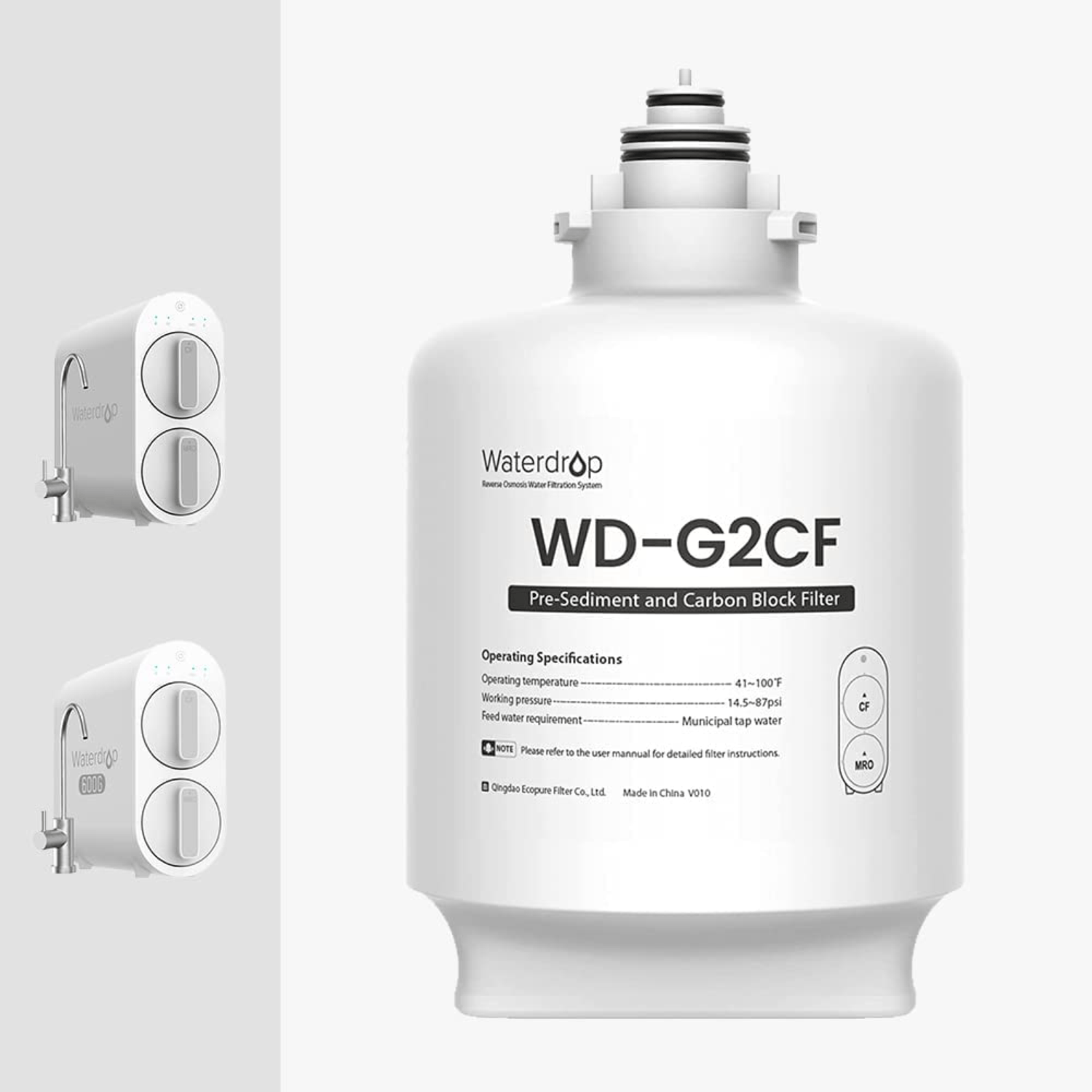 1 Year Lifetime WD-G2CF Filter for Waterdrop WD-G2 Series Reverse Osmosis System