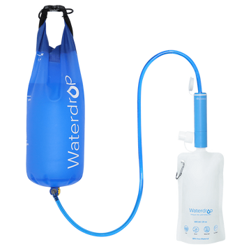 Waterdrop Portable Water Filter Straw with Collapsible Water Pouch and Gravity Water Bag