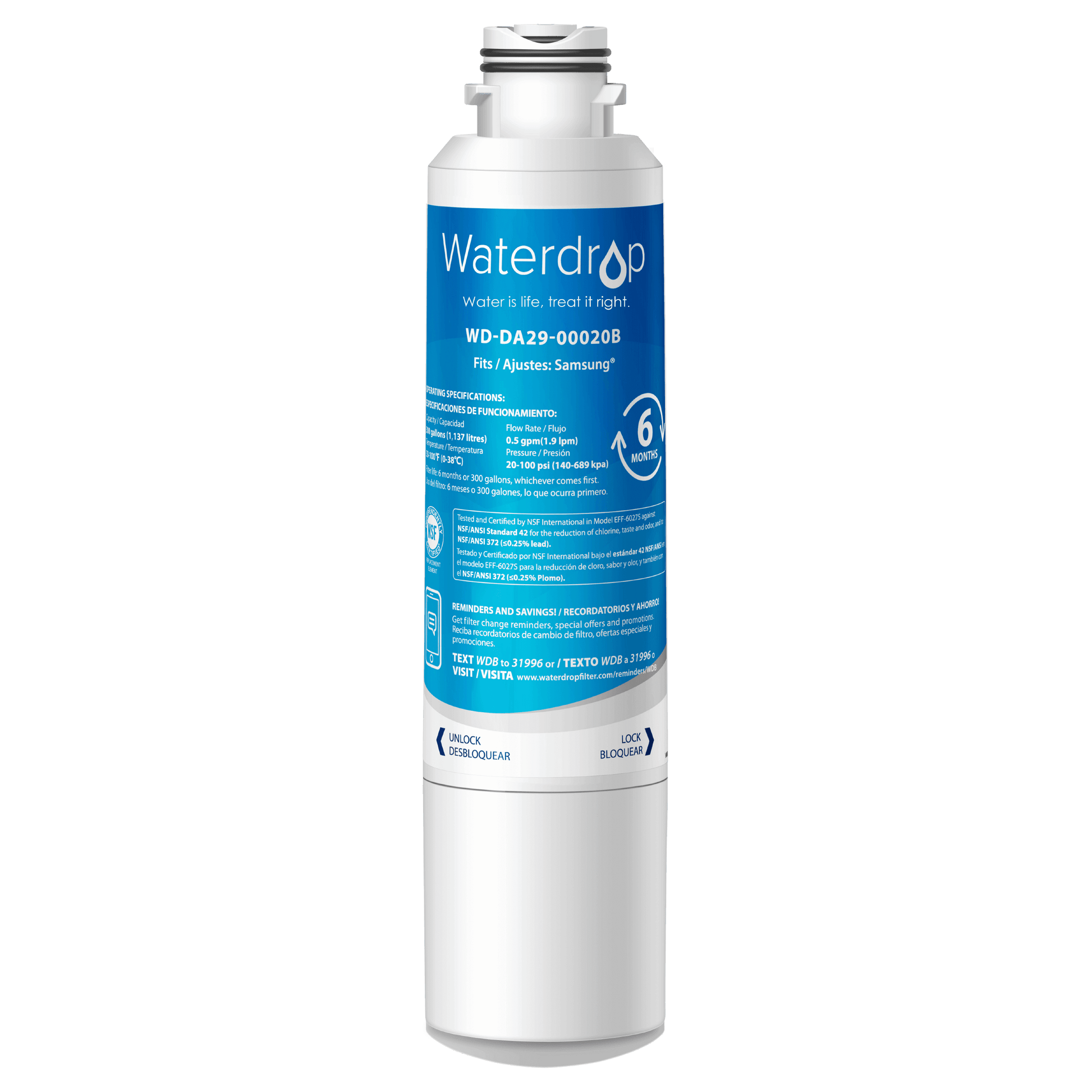 Waterdrop Replacement for Samsung DA29-00020B Refrigerator Water Filter